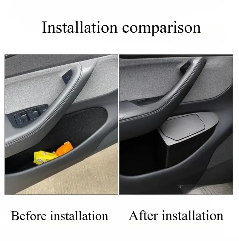 Détail du design de la poubelle de portière Tesla