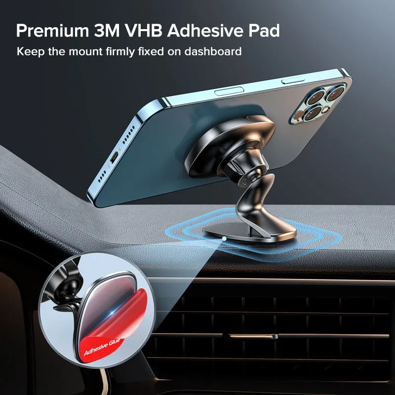 Support magnétique pour téléphone de voiture QOOVI, rotation à 360 degrés, fixation sur grille d'aération, compatible GPS pour iPhone, Xiaomi, Samsung et Huawei 4