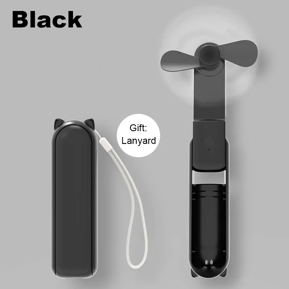Ventilateur portable rechargeable USB 2000 mAh, 3 vitesses, pliable et compact, idéal pour le voyage 8