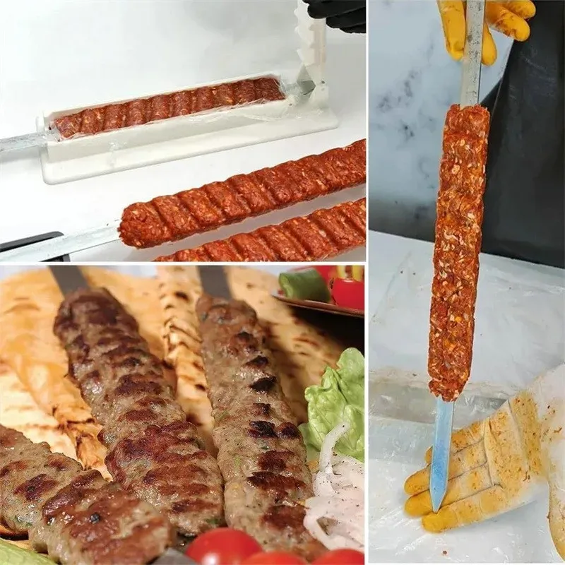 Machine à Kebab Monorangée, Presse à Brochettes de Viande pour Barbecue, Préparateur à Kebab Réutilisable en Plastique 3
