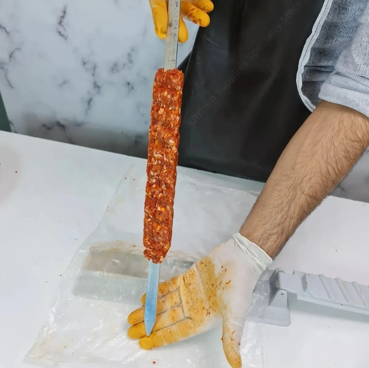 Machine à Kebab Monorangée, Presse à Brochettes de Viande pour Barbecue, Préparateur à Kebab Réutilisable en Plastique 5