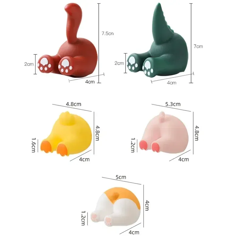 Porte-brosse à dents queue d'animal de dessin animé, crochet mural sans perçage, crochet adhésif mignon pour serviette de salle de bain, porte-brosse à dents pour enfants 6