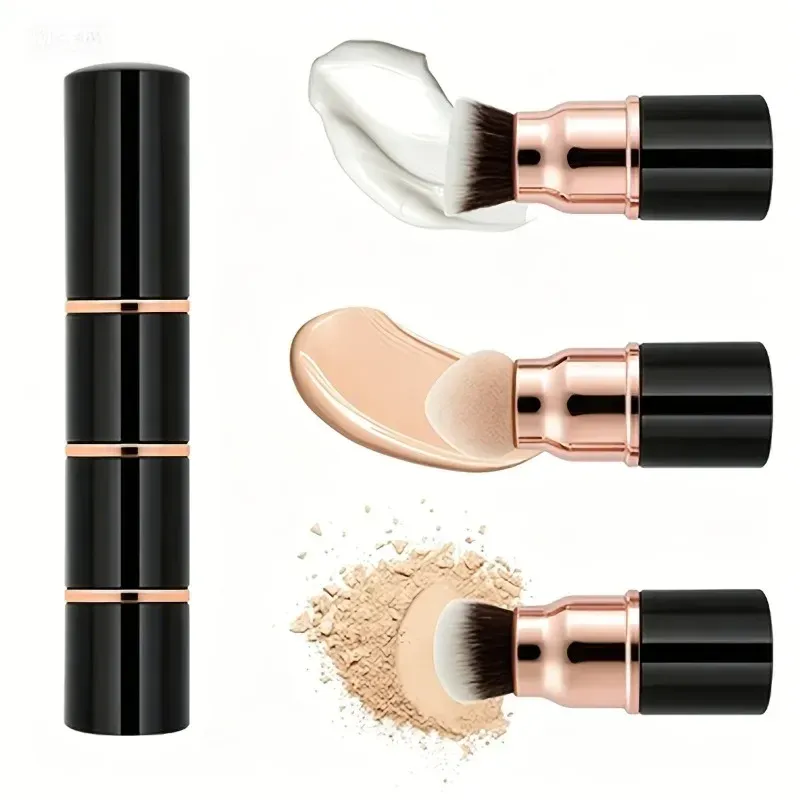 Ensemble de mini pinceaux de maquillage 3 en 1, détachables et portables, avec couvercle anti-poussière 2