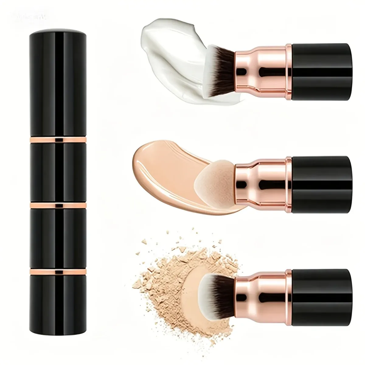 Ensemble de mini pinceaux de maquillage 3 en 1, détachables et portables, avec couvercle anti-poussière 7