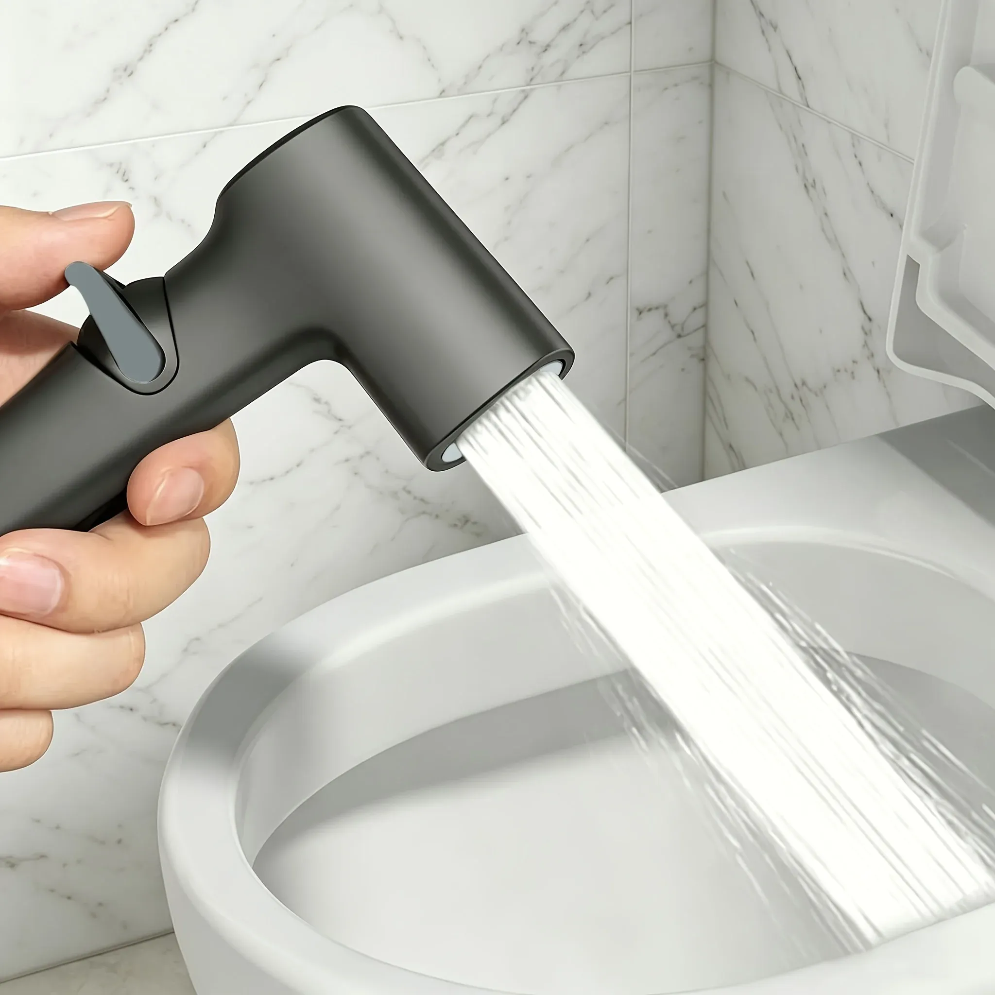 Pulvérisateur de bidet portatif à tête carrée, pression d'eau réglable, en plastique léger - Image 1