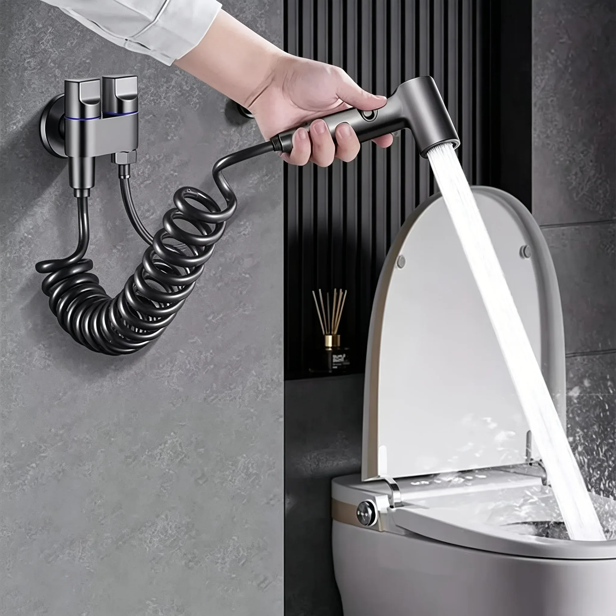 Pulvérisateur de bidet portatif à tête carrée, pression d'eau réglable, en plastique léger 3