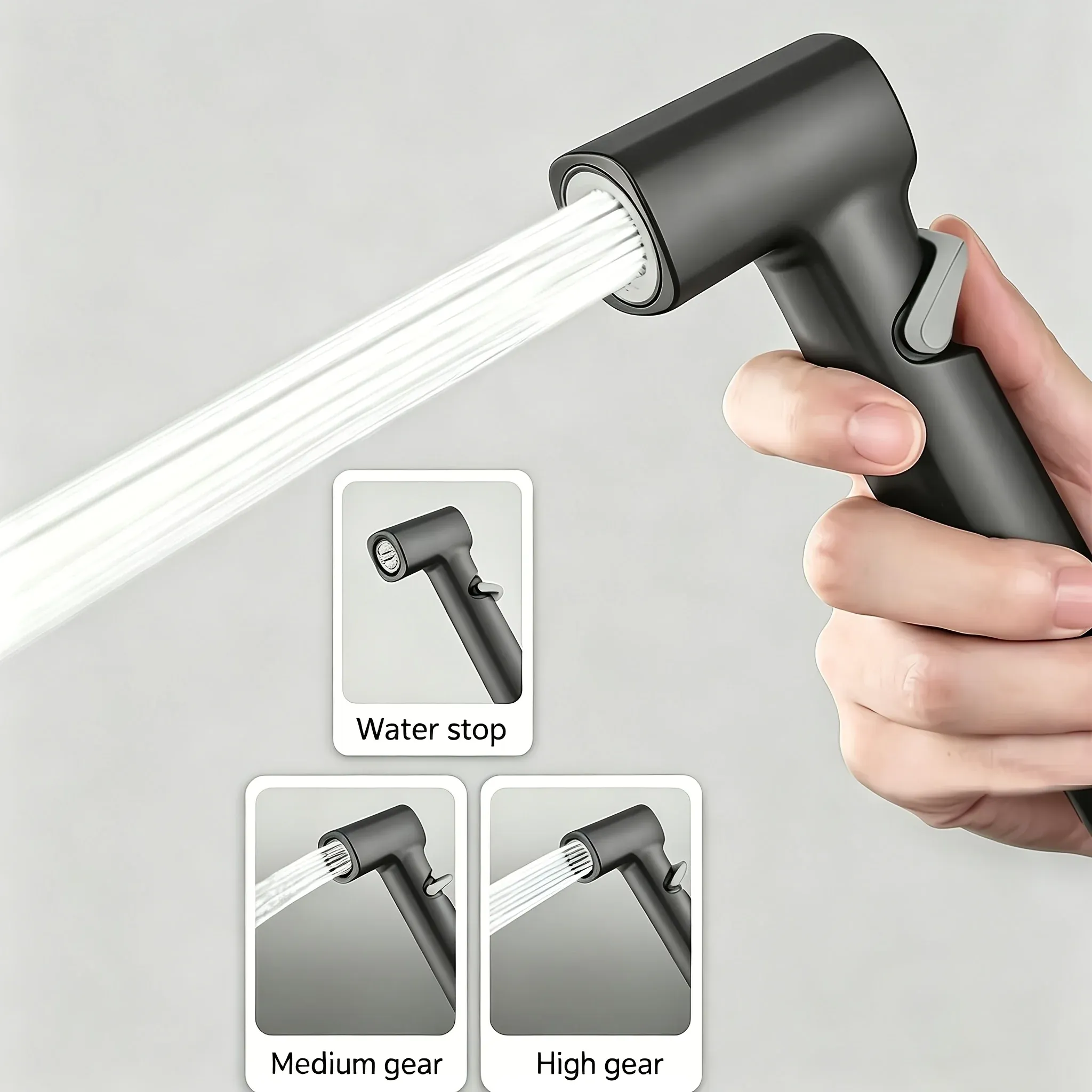 Pulvérisateur de bidet portatif à tête carrée, pression d'eau réglable, en plastique léger 5