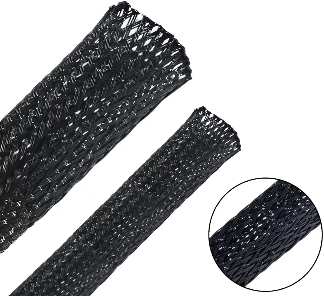Gaine tressée noire isolante, mise en situation