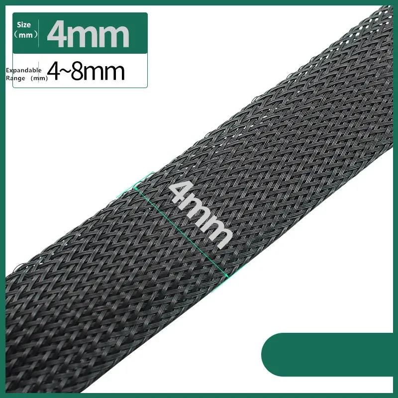 Gaine tressée isolante noire, 1/5/10/50/M, 4/6/8/10/12/14/20/25 mm, gaine de protection serrée pour presse-étoupe en fil PET 10