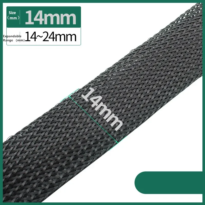 Gaine tressée isolante noire, 1/5/10/50/M, 4/6/8/10/12/14/20/25 mm, gaine de protection serrée pour presse-étoupe en fil PET 8