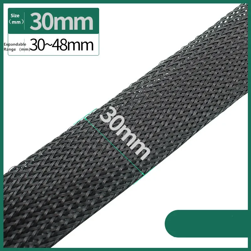 Gaine tressée isolante noire, 1/5/10/50/M, 4/6/8/10/12/14/20/25 mm, gaine de protection serrée pour presse-étoupe en fil PET 11