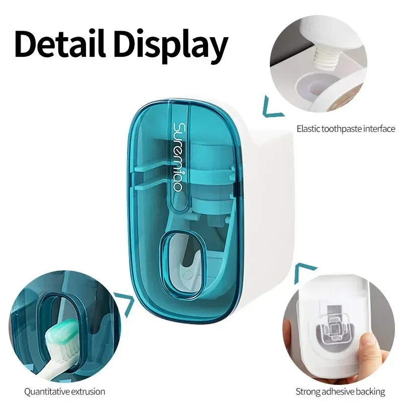 Distributeur de dentifrice mural avec porte-brosse à dents, 1 pièce 5