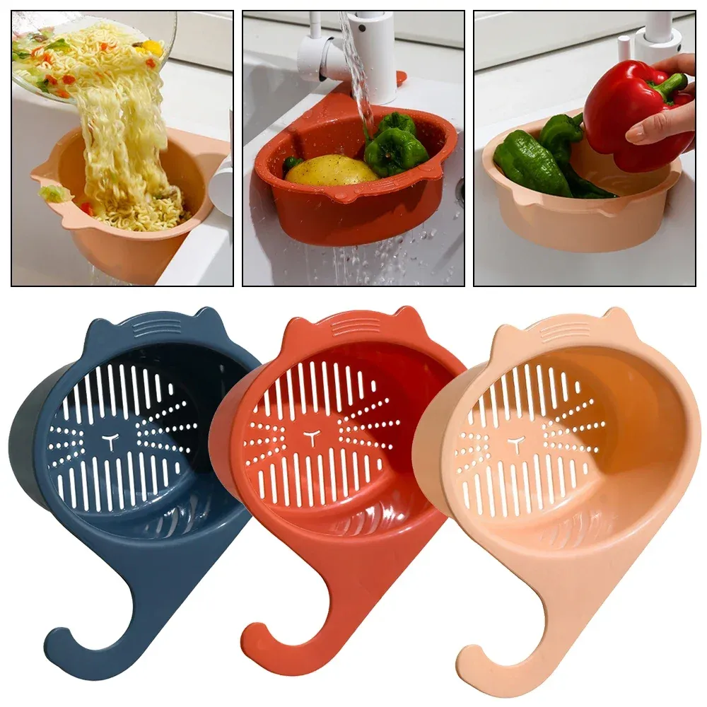 Panier de vidange d'évier en forme de chat multifonctionnel, filtre de robinet, étagère organisatrice pour fruits et légumes - Image 1