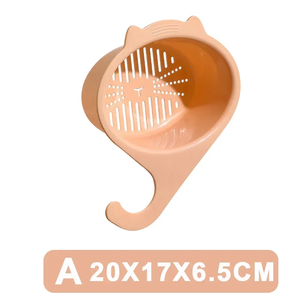 Panier de vidange d'évier en forme de chat multifonctionnel, filtre de robinet, étagère organisatrice pour fruits et légumes 9