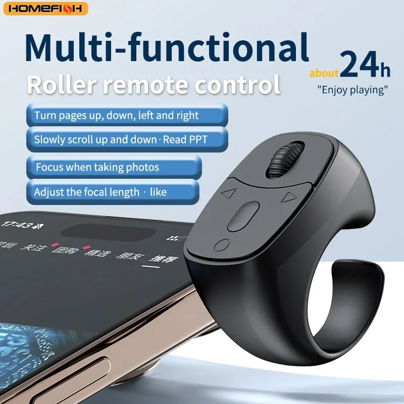 Télécommande Bluetooth sans fil pour smartphone avec anneau de défilement et déclencheur de page, idéale pour les voyages 4