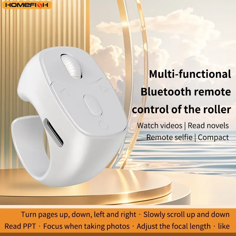 Télécommande Bluetooth sans fil pour smartphone avec anneau de défilement et déclencheur de page, idéale pour les voyages 5