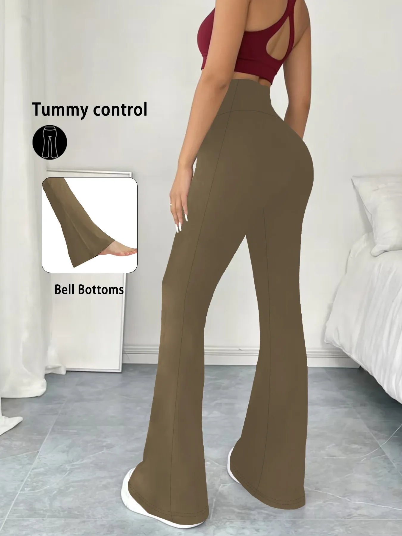 Pantalon évasé, finitions soignées