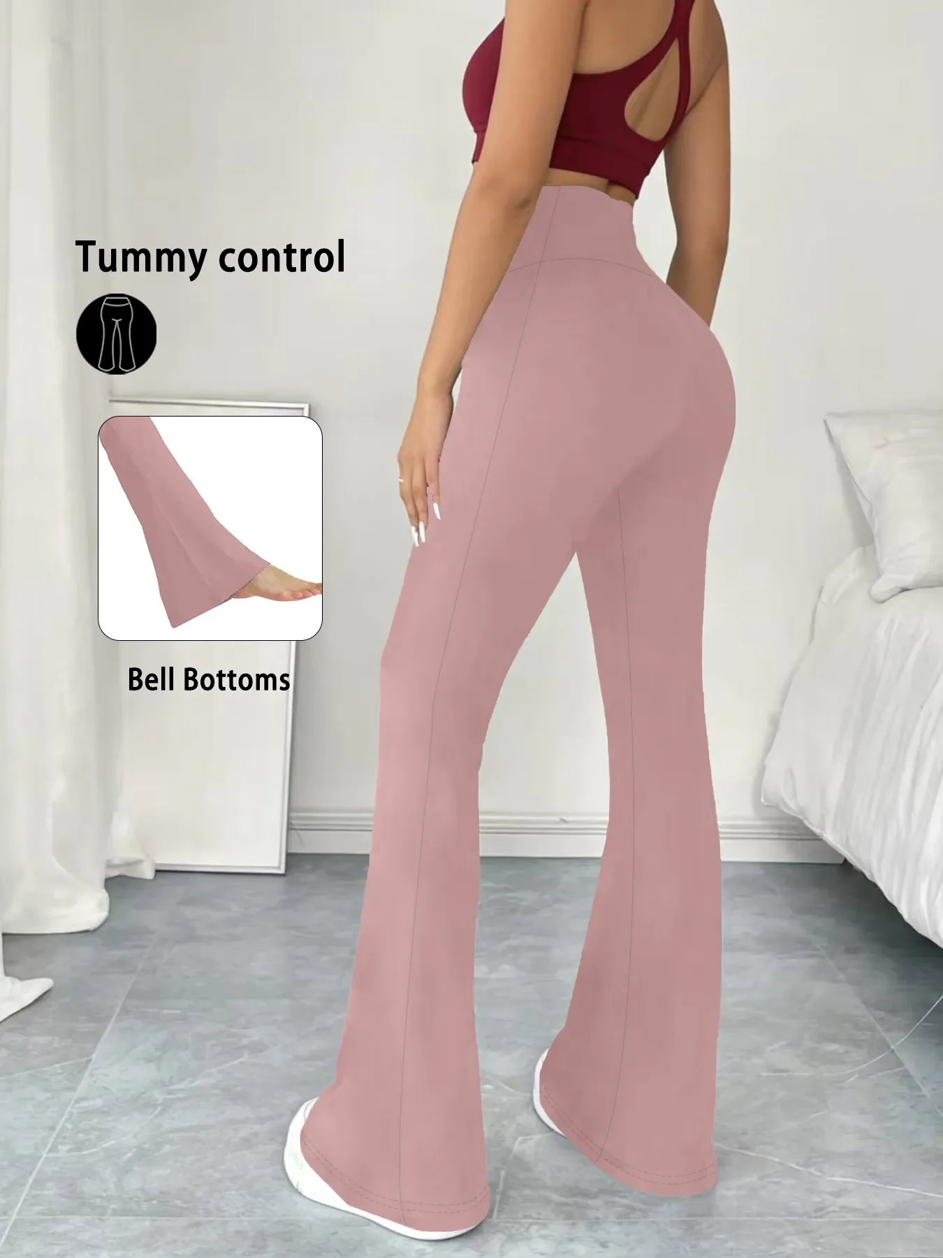 Pantalon évasé taille haute pour femme, doux et confortable, maintien du ventre, idéal pour le yoga et l'entraînement 11