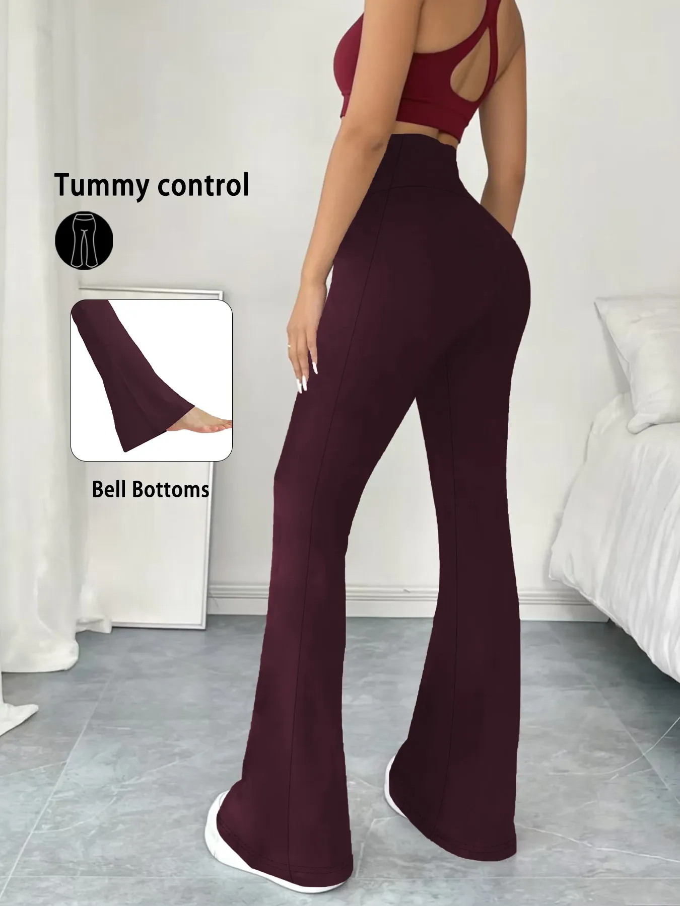 Pantalon évasé taille haute pour femme, doux et confortable, maintien du ventre, idéal pour le yoga et l'entraînement 7