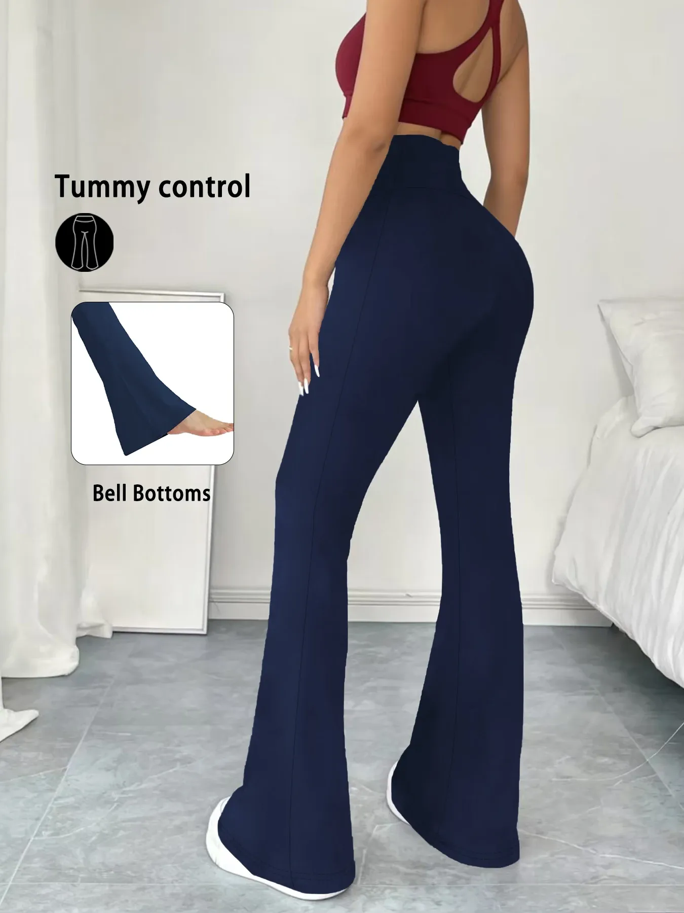 Pantalon évasé taille haute pour femme, doux et confortable, maintien du ventre, idéal pour le yoga et l'entraînement 8