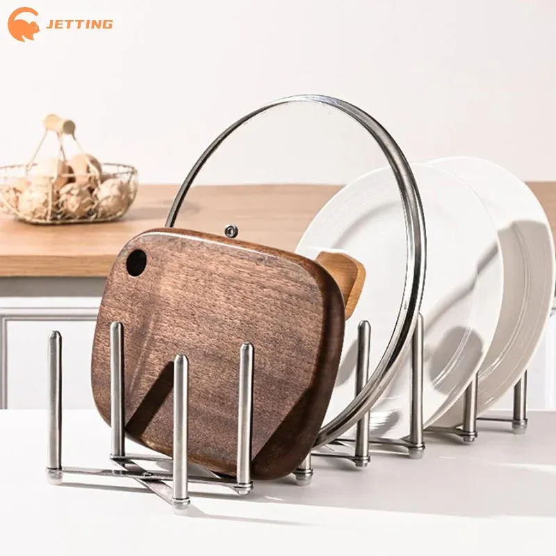 Support Rétractable et Pliable en Acier Inoxydable pour Couvercles de Casseroles et de Poêles, Organisateur de Rangement pour Vaisselle de Cuisine 2