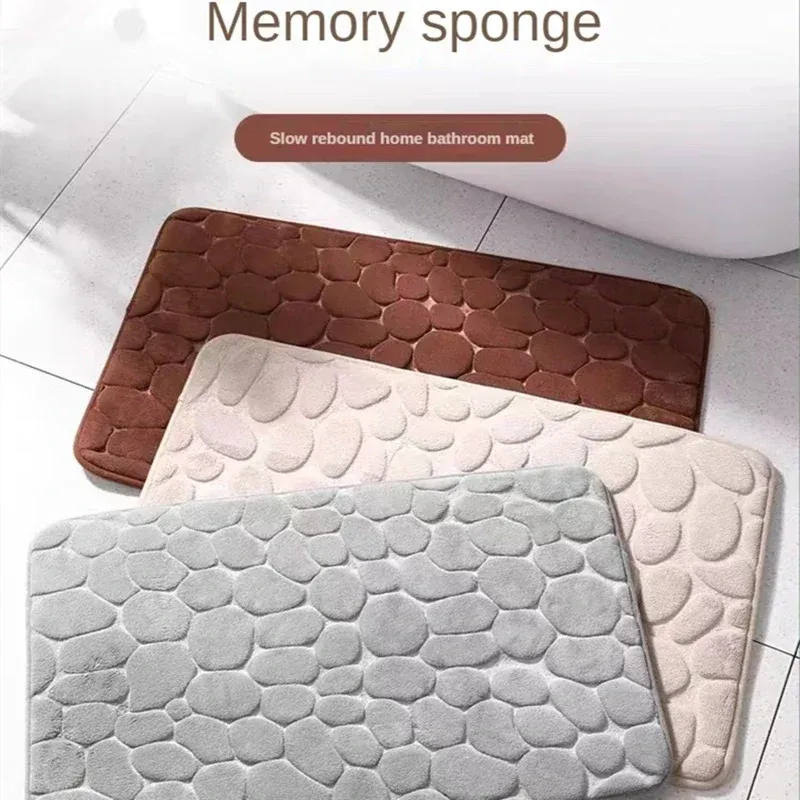 Tapis de bain 3D antidérapant en relief, absorbant, lavable en machine, séchage rapide 3