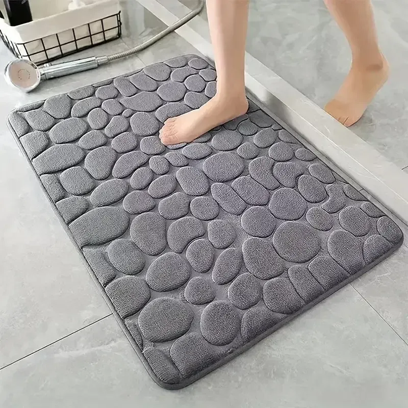Tapis de bain 3D antidérapant en relief, absorbant, lavable en machine, séchage rapide - Image 1