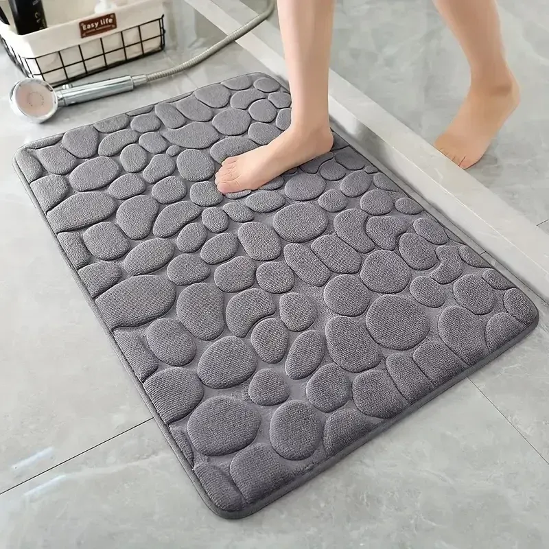 Tapis de bain 3D antidérapant en relief, absorbant, lavable en machine, séchage rapide 8