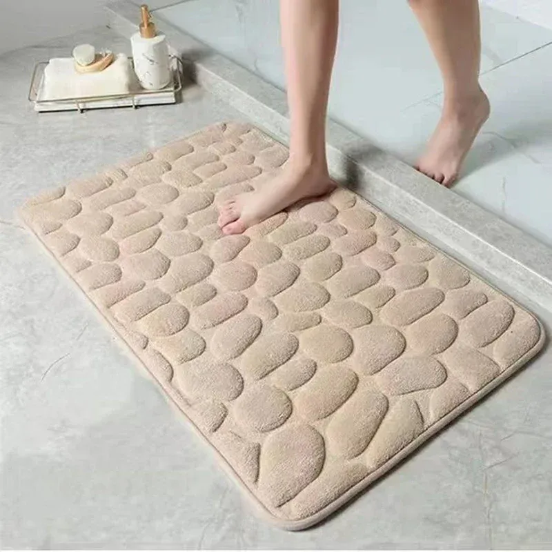 Tapis de bain 3D antidérapant en relief, absorbant, lavable en machine, séchage rapide 9