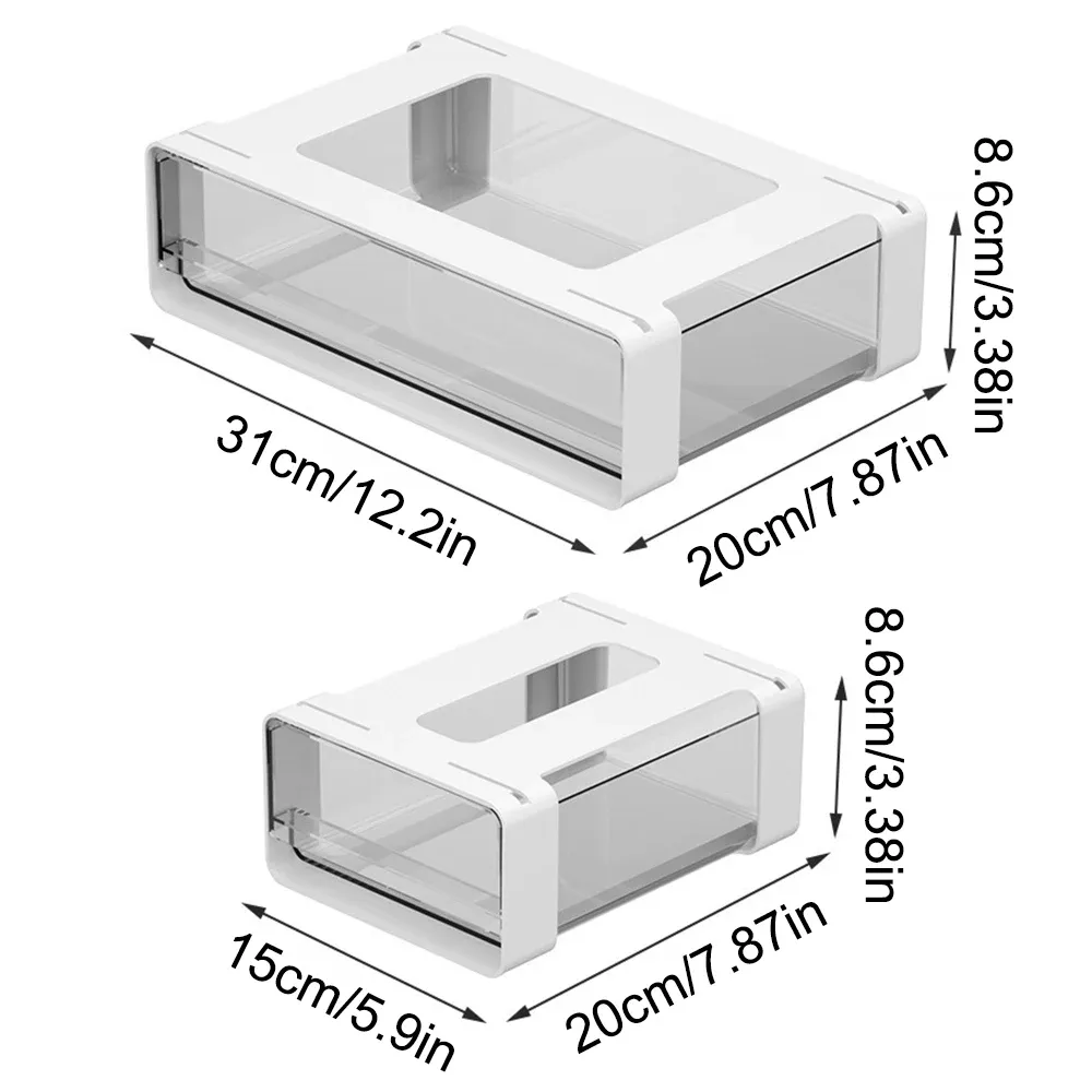 Tiroir de rangement sous table auto-adhésif et invisible, boîte de rangement pour bureau, cosmétiques et papeterie 3