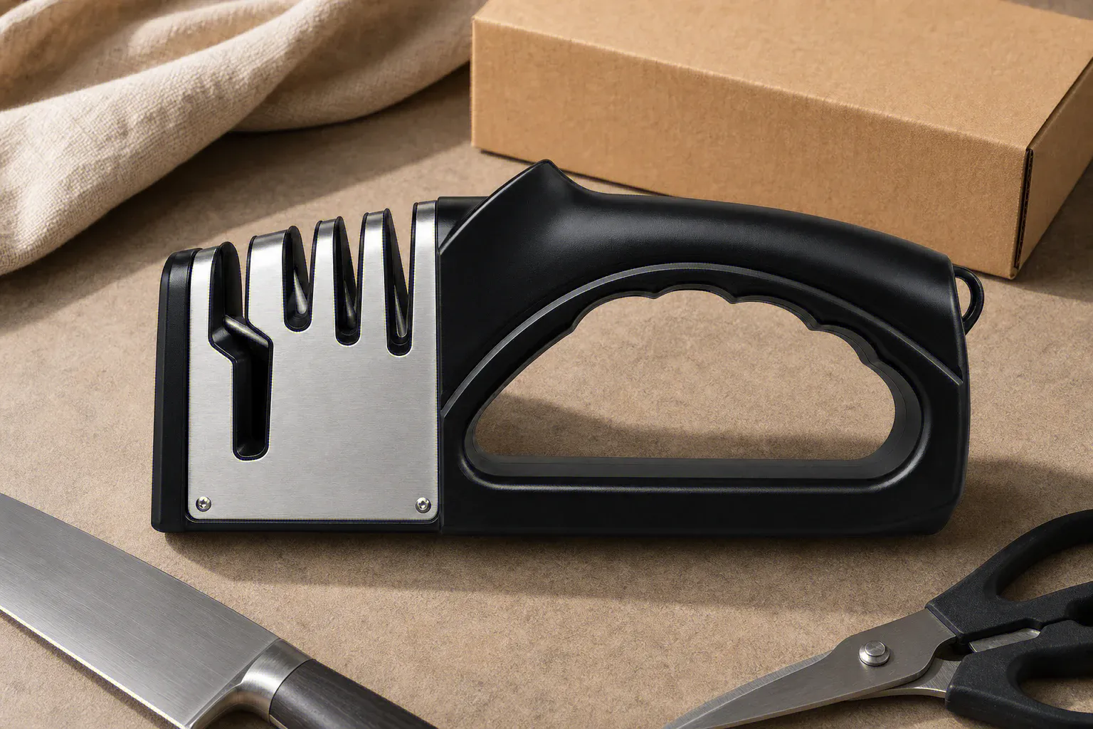 Détail de l'aiguiseur de couteaux