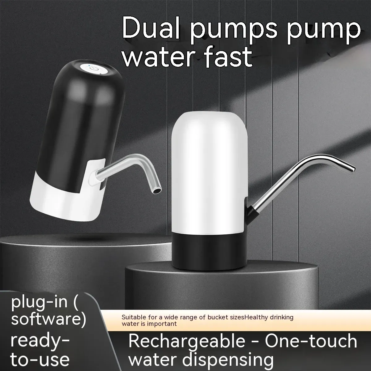 Distributeur électrique portable d'eau potable pour bonbonne de 5 gallons, pompe à eau rechargeable par USB 3