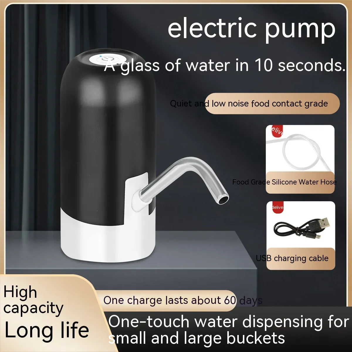 Distributeur électrique portable d'eau potable pour bonbonne de 5 gallons, pompe à eau rechargeable par USB 5