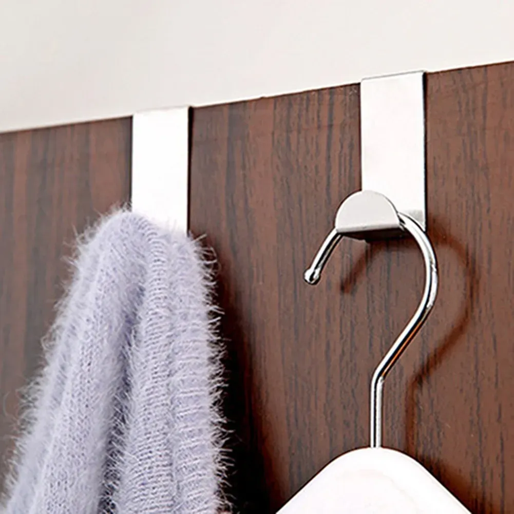 Crochets muraux en acier inoxydable, lot de 2, porte-manteau pour cuisine et organisation domestique 4