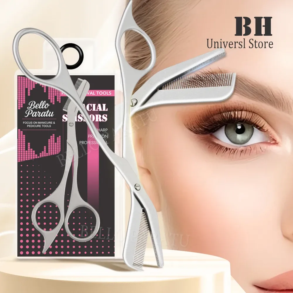 Ciseaux à sourcils professionnels en acier inoxydable avec peignes, pour la mise en forme et le toilettage - Image 1