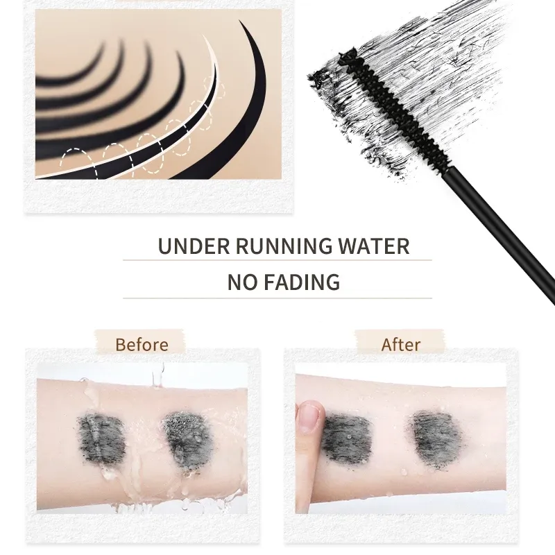 Mascara Noir 3D Volume et Courbure, Effet Cils Épais et Allongés, Brosse en Soie 5