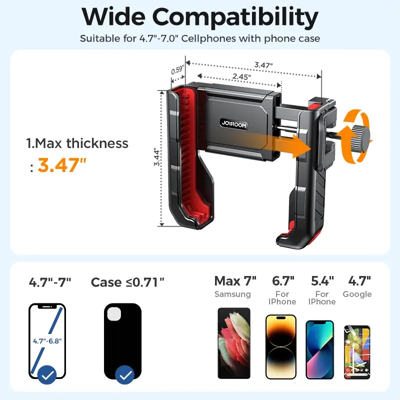 Support de téléphone universel pour vélo et moto, support antichoc, utilisation à une main, 2024-7" – 4.7" 5