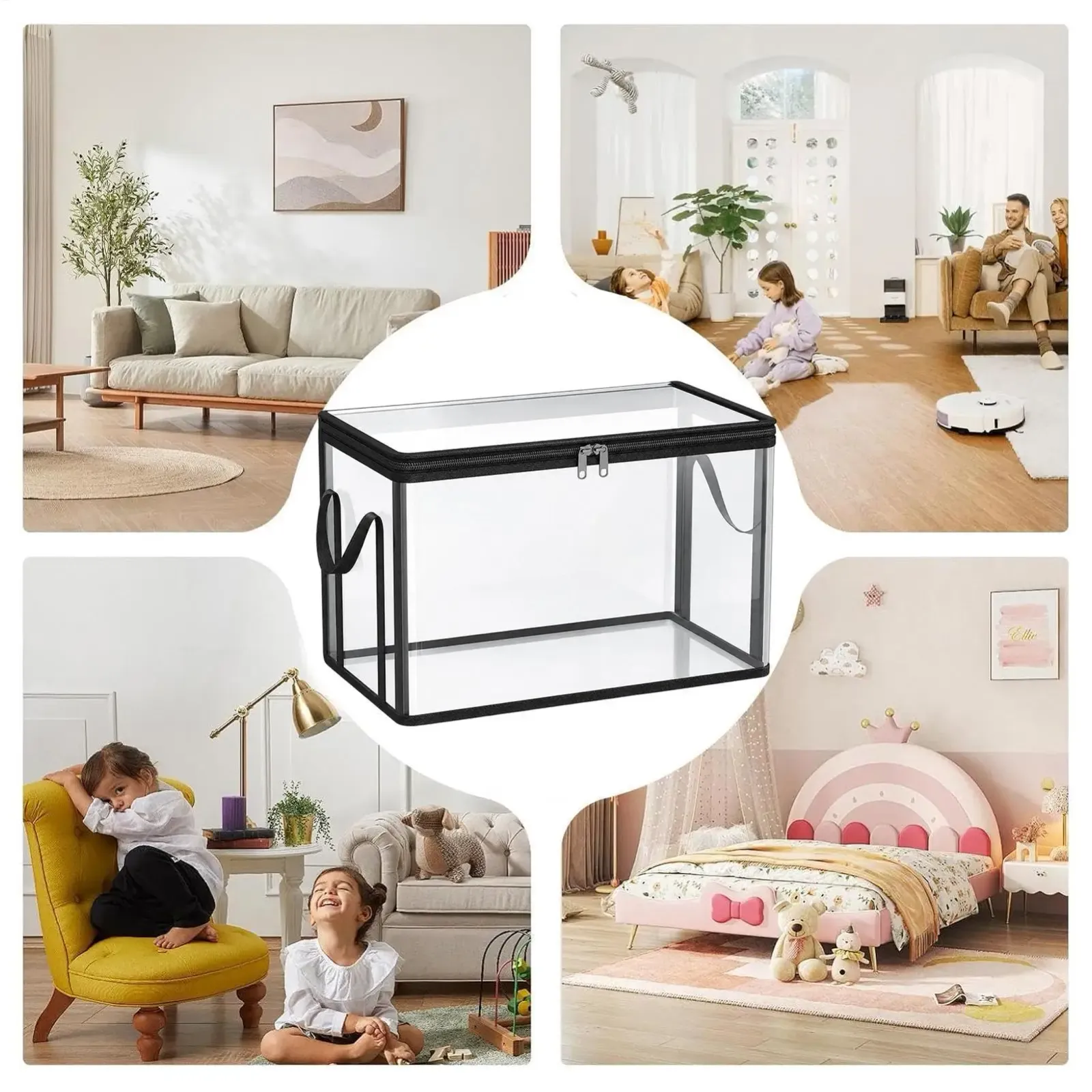Ensemble de bacs de rangement transparents