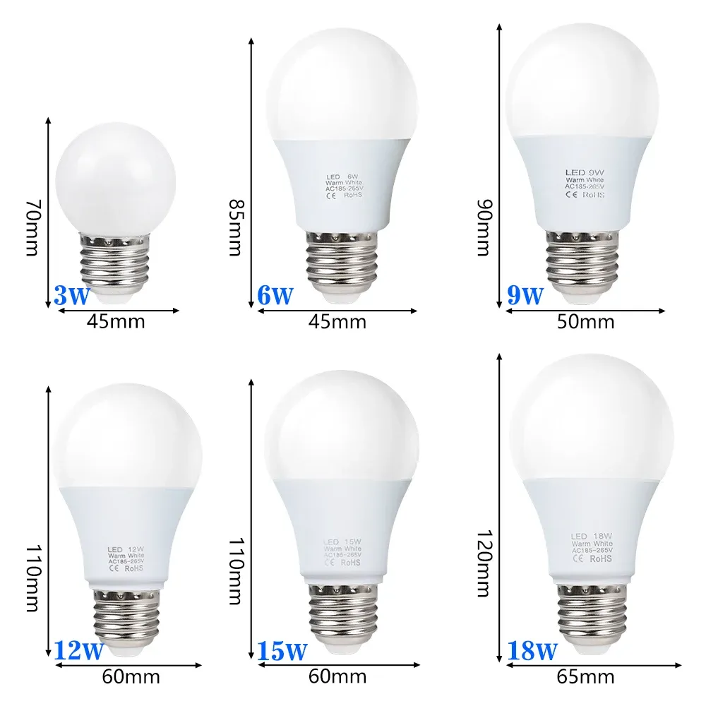 Ampoules LED E27 de 3 W à 18 W, 220-240 V, circuit intégré intelligent, haute luminosité, Illa 2