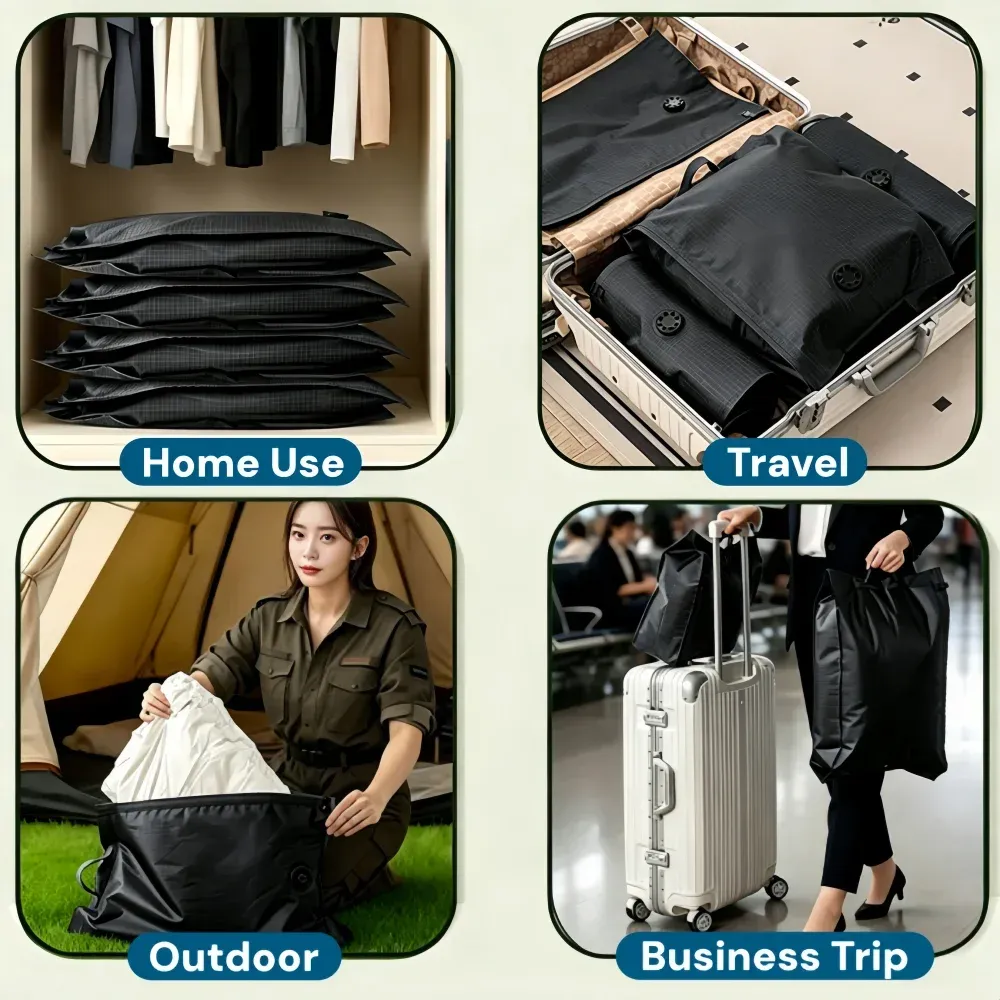Sacs de compression sous vide pour valise de voyage, organisateurs roulables épais et imperméables 6