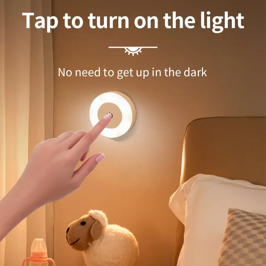 Lampe murale LED ronde rechargeable à interrupteur tactile, veilleuse magnétique à intensité variable pour la lecture