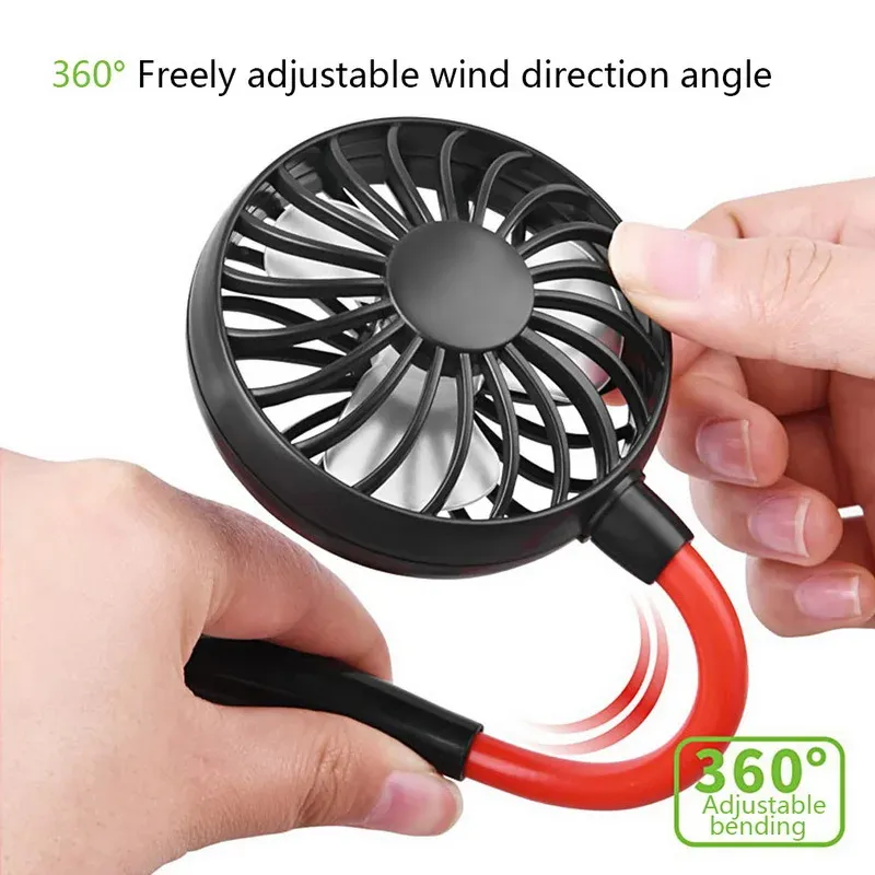 Mini ventilateur de sport portable, mains libres, à suspendre, rechargeable par USB, 3 vitesses, orientable, pour le bureau et la maison 5