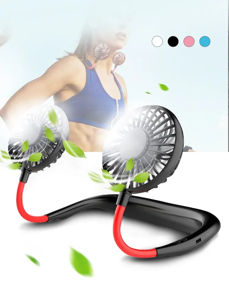 Mini ventilateur de sport mains libres porté autour du cou