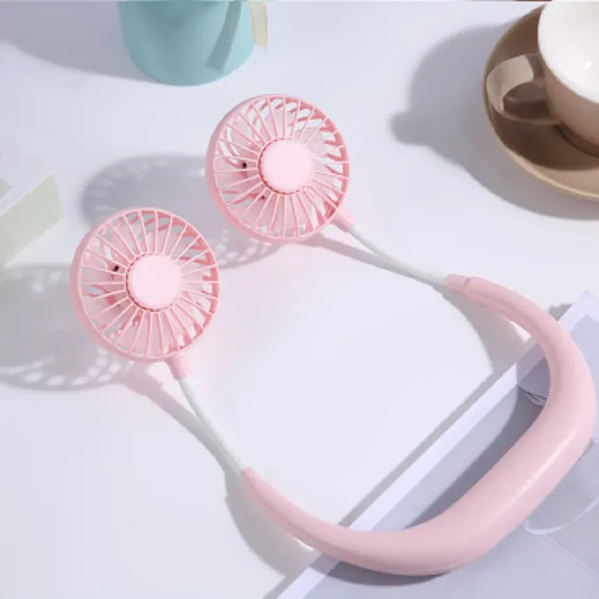 Mini ventilateur de sport portable, mains libres, à suspendre, rechargeable par USB, 3 vitesses, orientable, pour le bureau et la maison 13