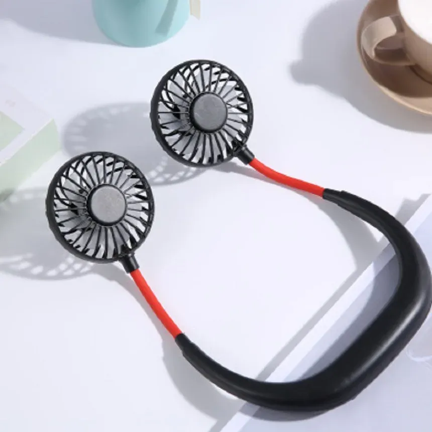 Mini ventilateur de sport portable, mains libres, à suspendre, rechargeable par USB, 3 vitesses, orientable, pour le bureau et la maison 14