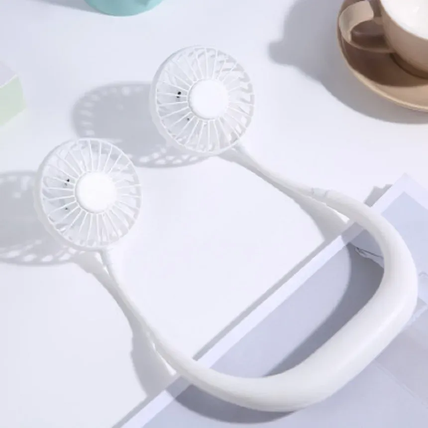 Mini ventilateur de sport portable, mains libres, à suspendre, rechargeable par USB, 3 vitesses, orientable, pour le bureau et la maison 8