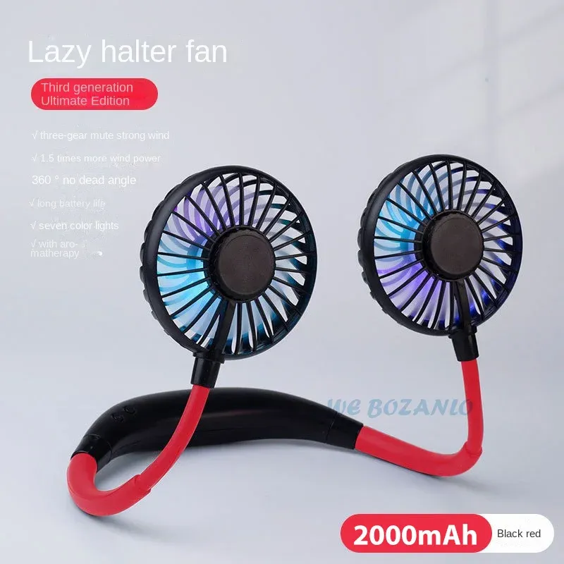 Mini ventilateur de sport portable, mains libres, à suspendre, rechargeable par USB, 3 vitesses, orientable, pour le bureau et la maison 9