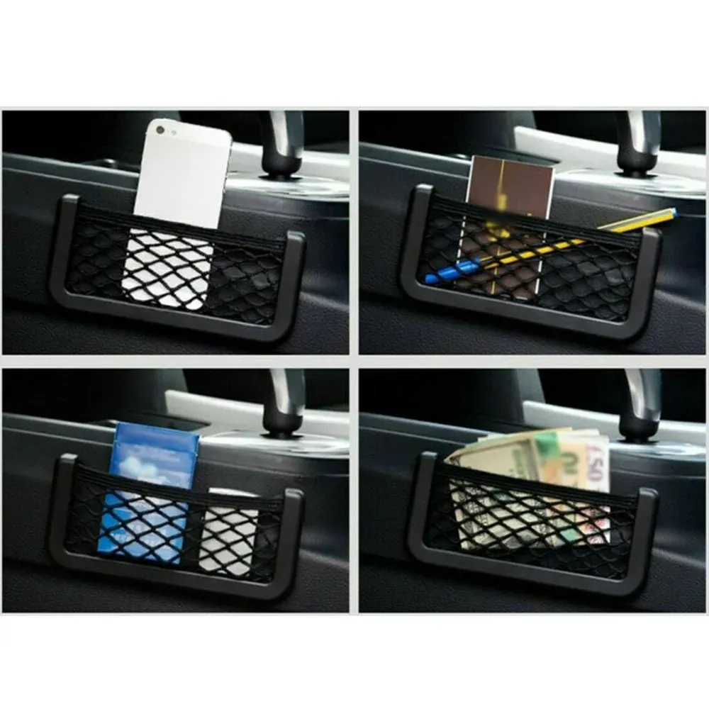 Sacs filet de rangement pour voiture, lot de 3, poches en maille, filet de rangement universel pour siège auto, sac de rangement latéral et arrière, support pour téléphone, organiseur de poche 3