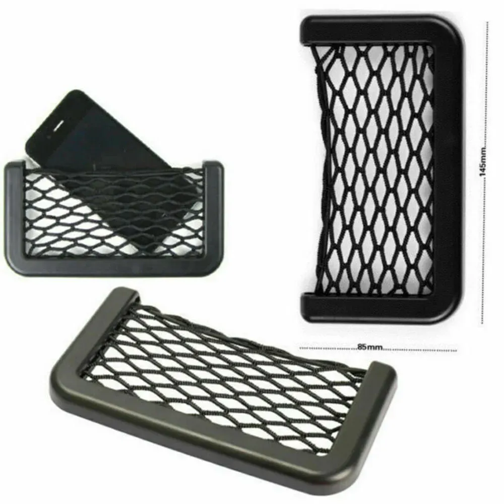 Sacs filet de rangement pour voiture, lot de 3, poches en maille, filet de rangement universel pour siège auto, sac de rangement latéral et arrière, support pour téléphone, organiseur de poche 5