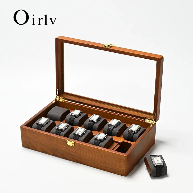 Boîte de rangement en bois pour montres à 10 compartiments, organisateur de montres et bijoux pour hommes et femmes, écrin d'exposition pour montres mécaniques et montres-bracelets
